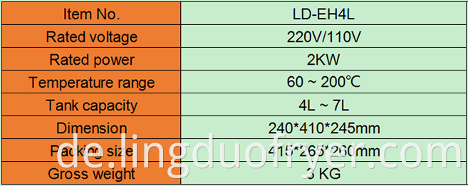 4l Electric Deep Fryer Product Details